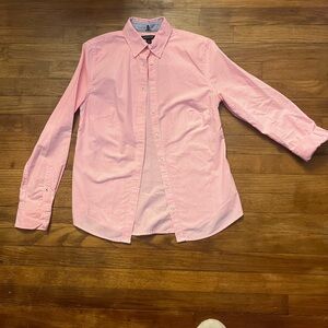 Adorable, Lands’ End, neon pink, and white button down